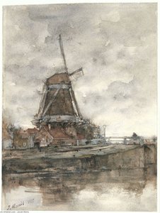 De Molen En De Brug Bij De Noord-west-buitensingel In Den Haag — Jacob Henricus Maris