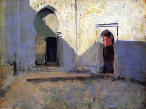 Der Eingang Zum Moschee (auch Bekannt Als Innenhof, Tetuan) — John Singer Sargent