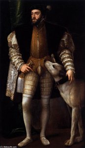 Carlos V De Pie Con Su Perro — Tiziano, Renaissance