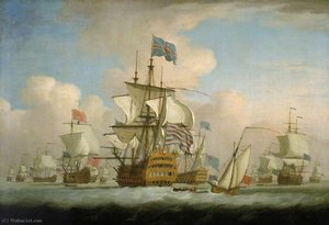 An English Fleet Coming To Anchor — Peter Monamy