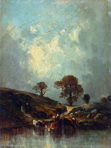 Cows Drinking — Leon Victor Dupre