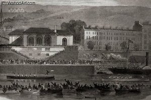 Naval Boat Race In Cork Harbour — William Henry Bartlett