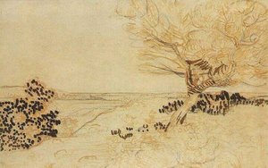 Landschaft Mit Einem Baum Im Vordergrund — Vincent Willem Van Gogh