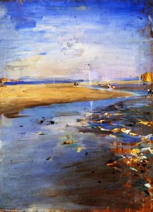Low Tide At Trouville — Giovanni Boldini