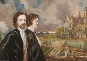 Henry Ferrers Croxon (1848–1923), Later Ferrers Ferrers, And Marmion Edward Ferrers (1813–1884), In The Grounds Of Merevale Hall, Warwickshire — Rebecca Dulcibella Orpen