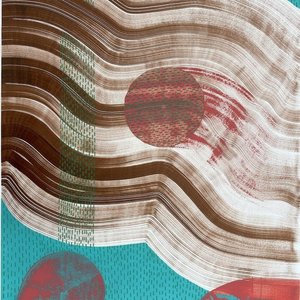 Rhythmic Earth Tones In Undulating Waves Of Terra And Teal Serenity — Antoine Masson, Pop Art