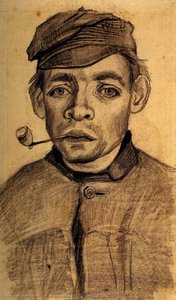 Head Of A Young Man With A Pipe — Vincent Willem Van Gogh, Impressionistic Realism