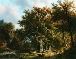 Cattle By A Stream — Barend Cornelis Koekkoek