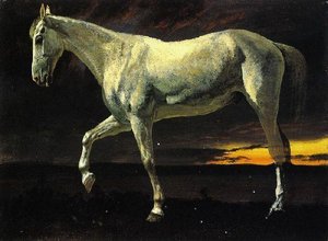 White Horse And Sunset — Albert Bierstadt
