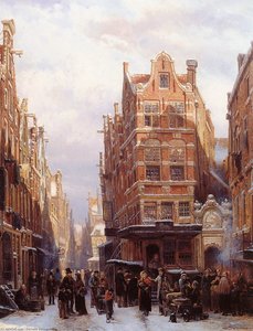 The Jewish Quarter In Amsterdam — Cornelis Springer, Dutch Golden Age Realism