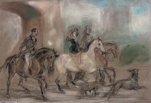 A Preparatory Sketch For 'queen Victoria Riding Out At Windsor Castle' — Sir Francis Grant