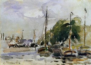 Boats At Dock — Camille Pissarro
