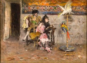 Couple In Spanish Dress With Two Parrots (also Known As El Matador) — Giovanni Boldini, Realism