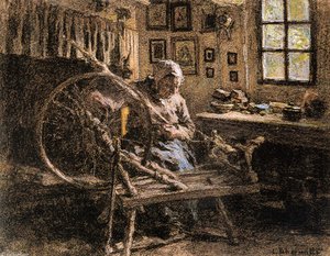 The Spinning Wheel — Léon Augustin L'hermitte