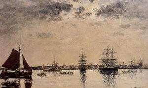 Antwerp, Boats On The River Escaut — Eugène Louis Boudin