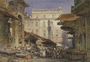 Il Mercato Vecchio, Florence (on Frame, Verso) — William Callow