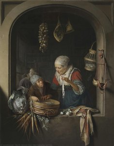 Herring Seller And Boy — Gerrit Dou, Baroque Dutch Painting