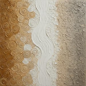 Ethereal Flow Of Ochre Ripples And Sculptural Earth In Monochromatic Relief — David Moreau, Plaster & Texture Art