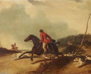 A Huntsman Encouraging Hounds — Abraham Cooper