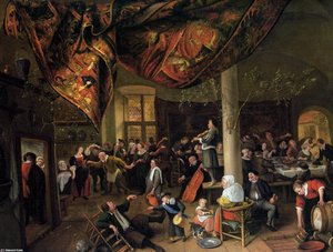A Village Wedding Feast With Revellers And A Dancing Party — Jan Havickszoon Steen, Baroque