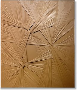 Handmade Mixed Media Starburst Wall Sculpture – Tan & Brown Textured Art, Abstract Art