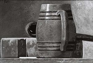 Salt Glazed Mug, Book, Pipe, Match, (painting) — John Frederick Peto