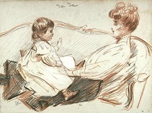 Ms. Helleu Lying On A Couch With Paulette — Paul César Helleu
