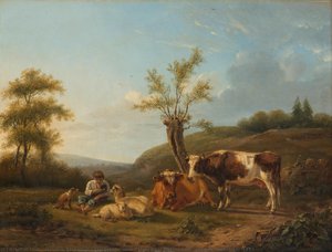 Landscape With Cattle Near Darthuizen, Hendrik Stokvisch, 1814 — Hendrik Stokvisch, Dutch Golden Age