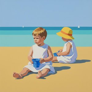 Serene Summer Solitude: A Unique Masterpiece of Nostalgic Coastal Light and Harmony