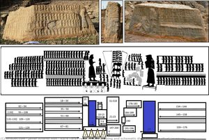 Kul-e Farah Relief Iii, Line Drawing And Schematic Diagram Of The Ritual Ceremony — Javier Álvarez Mon