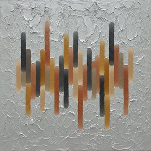Rhythmic Ochre Striations Over Sculpted Silver Ground — David Moreau