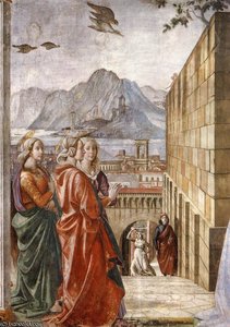 2.right Wall - Visitation (detail)2 — Domenico Ghirlandaio