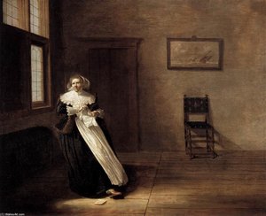 Woman Tearing A Letter — Dirck Hals