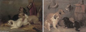 Terriers Ratting; And Spaniels In A Larder — George Armfield (smith)