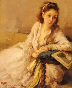 Lady Resting On A Cushion — Fernand Toussaint, Romanticism