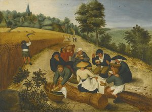 Summer figures eating during the summer harvest