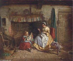 The Sewing Lesson — Thomas George Webster