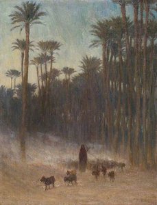 Arab Women Under Palms With Goats — Brian Hatton