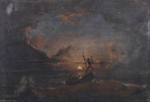 Men In A Boat At Sunset — Thomas Stuart Smith