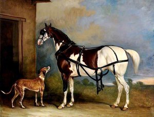 'lofty', A Skewbald Carriage Horse, With A Greyhound — Sr John E Ferneley