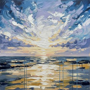 Radiant Emergence: A Sculptural Symphony Of Light And Infinite Oceanic Horizon — Christian Noiret, Contemporary Abstract