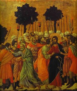 Maestá (parte Trasera, Panel Central, Detalle De), La Toma De Jesús — Duccio Di Buoninsegna, Gothic