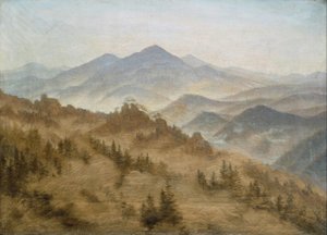 Landschaft Mit Dem Rosenberg In Den Böhmischen Bergen — Caspar David Friedrich, Romantic Landscape Painting
