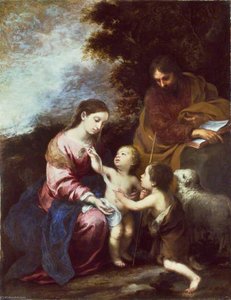 The Holy Family With The Infant Baptist — Bartolomé Esteban Murillo, Baroque Painting