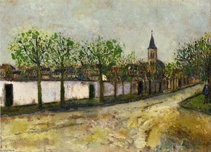 Church And Street In Montmagny — Maurice Utrillo