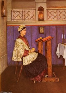Young Woman In The Synagogue — Isidor Kaufmann