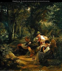 Three Upper Bavarians Resting On An Alpine Path — Hermann Kauffmann