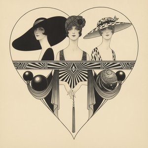 Three Figures In A Sepia Heart Motif — Valentin Laurent De Courcey