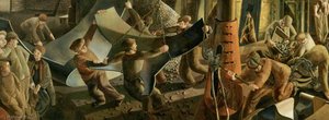 Shipbuilding On The Clyde Bending The Keel Plate (left) — Sir Stanley Spencer