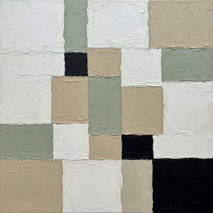 Monolithic Earth Tones: A Sculptural Mosaic Of Meditative Geometric Abstraction — David Moreau, Contemporary Abstract